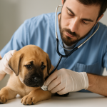 Medico Veterinario examina cachorro